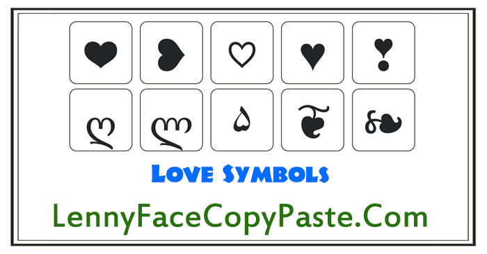 Heart Symbols ❤ ❥ ♡ ♥ ❣ 💞 💘 💕 💓 💝 💗 Heart Alt Codes